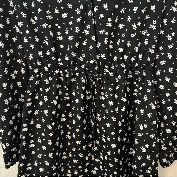 Maison Jules Women's Black Floral Long-Sleeved Shirt Dress Sz. MEDIUM - Picture 6 of 6